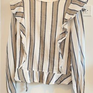 almost new! Anthropologie Striped tied back cotton Blouse S